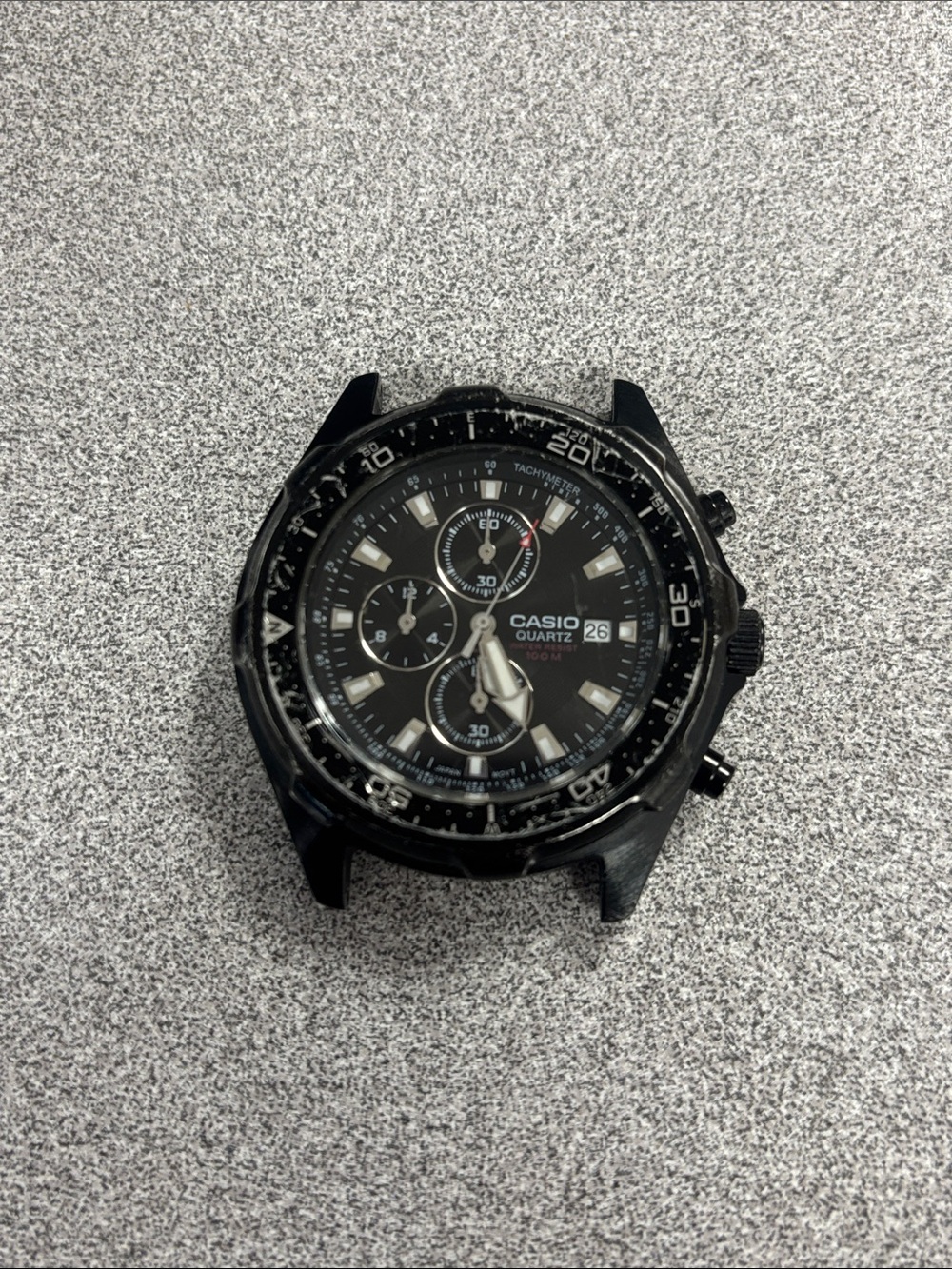 Casio AMW-330 Mens Watch 44mm Black Dial Chronograph Date 100M Resin Sport